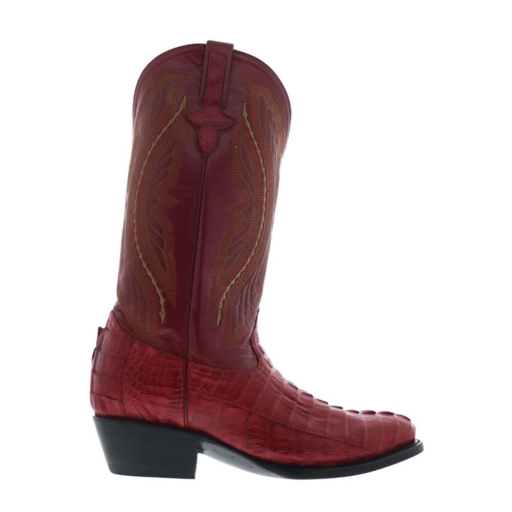 Ferrini Mens Caiman Tail R-Toe Red Boots (NWT)